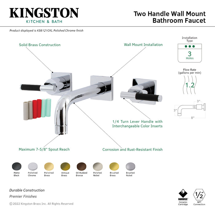 Kingston Brass KS6125CKL Kaiser Double-Handle Wall Mount Bathroom Faucet, Oil Rubbed Bronze