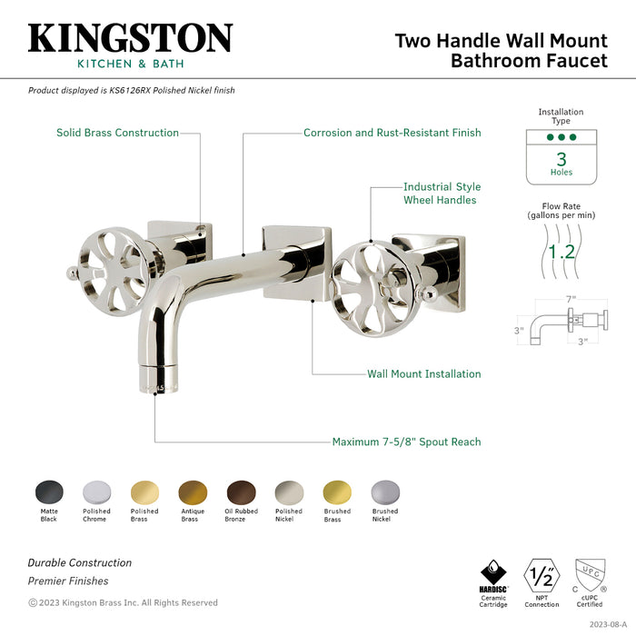 Kingston Brass KS6125RX Belknap Two-Handle Wall Mount Bathroom Faucet, Oil Rubbed Bronze