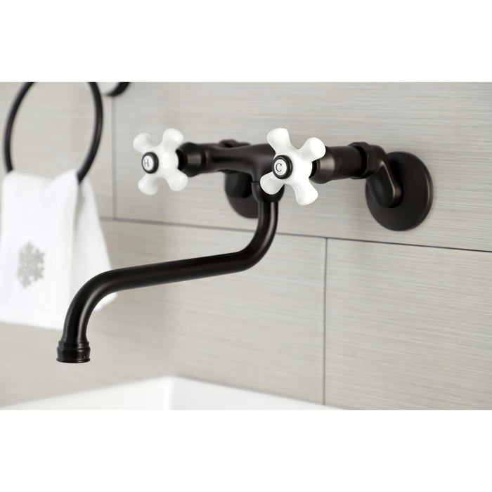 Kingston Brass KS615ORB Kingston Double-Handle Wall Mount Bathroom Faucet, Oil Rubbed Bronze