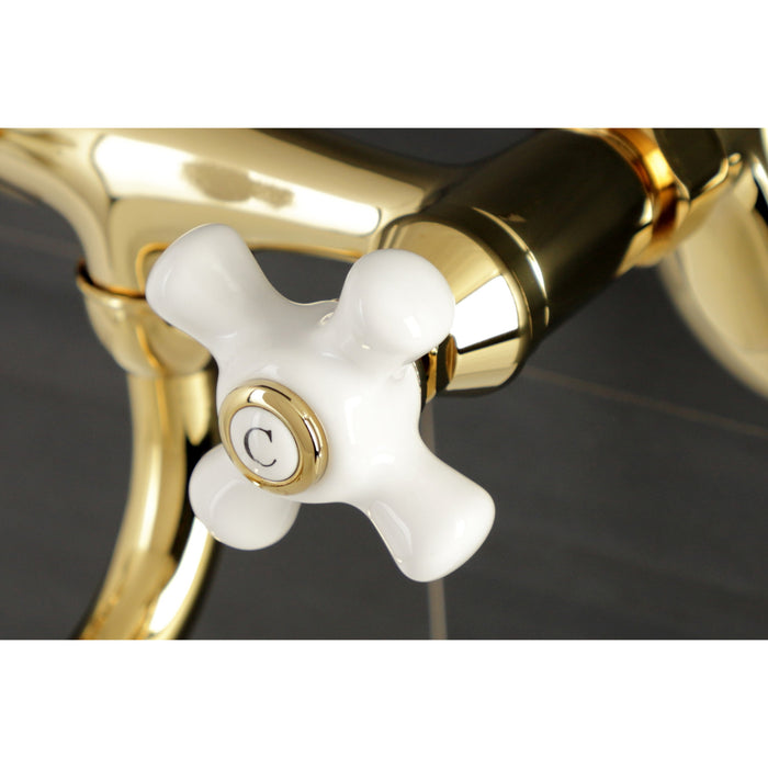 Kingston Brass KS616PB Kingston Double-Handle Wall Mount Bathroom Faucet, Polished Brass