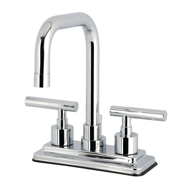 Kingston Brass KS6641CML Manhattan Double-Handle 4" Centerset Bathroom Faucet with Brass Pop-Up, Polished Chrome