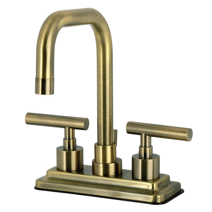 Kingston Brass KS6643CML Manhattan Double-Handle 4" Centerset Bathroom Faucet with Brass Pop-Up, Antique Brass