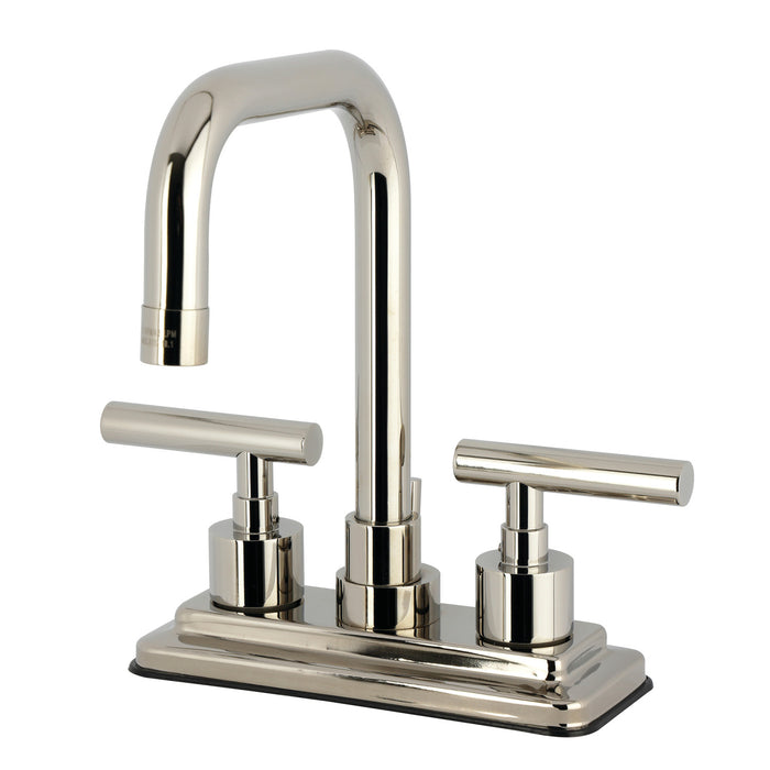 Kingston Brass KS6646CML Manhattan Double-Handle 4" Centerset Bathroom Faucet with Brass Pop-Up, Polished Nickel