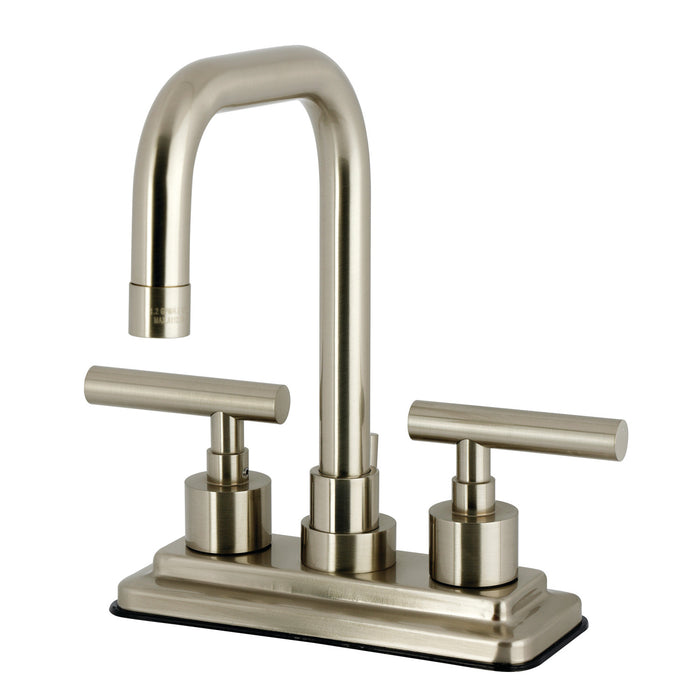 Kingston Brass KS6648CML Manhattan Double-Handle 4" Centerset Bathroom Faucet with Brass Pop-Up, Brushed Nickel