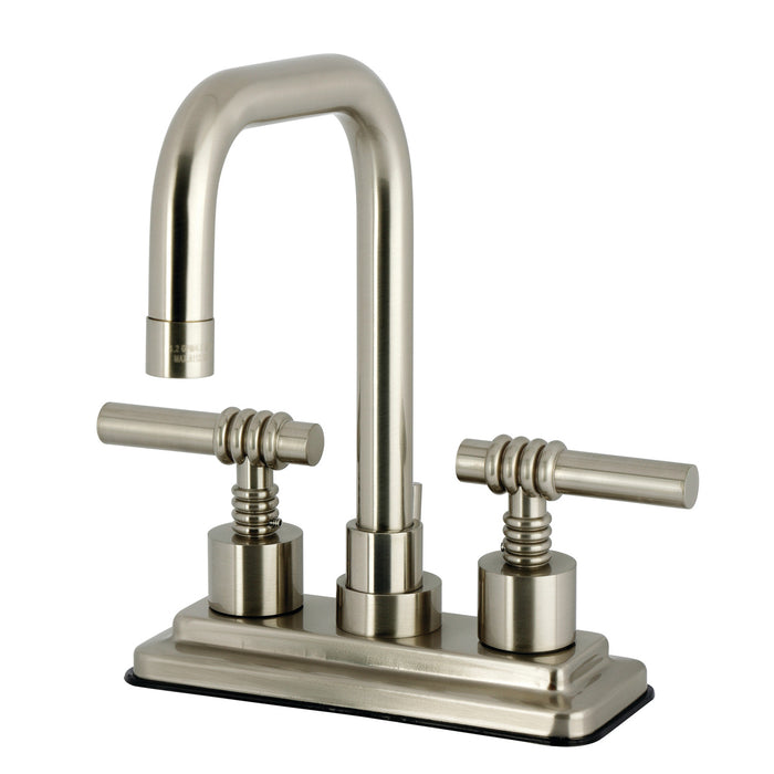 Kingston Brass KS6648ML Milano Double-Handle 4" Centerset Bathroom Faucet with Brass Pop-Up, Brushed Nickel