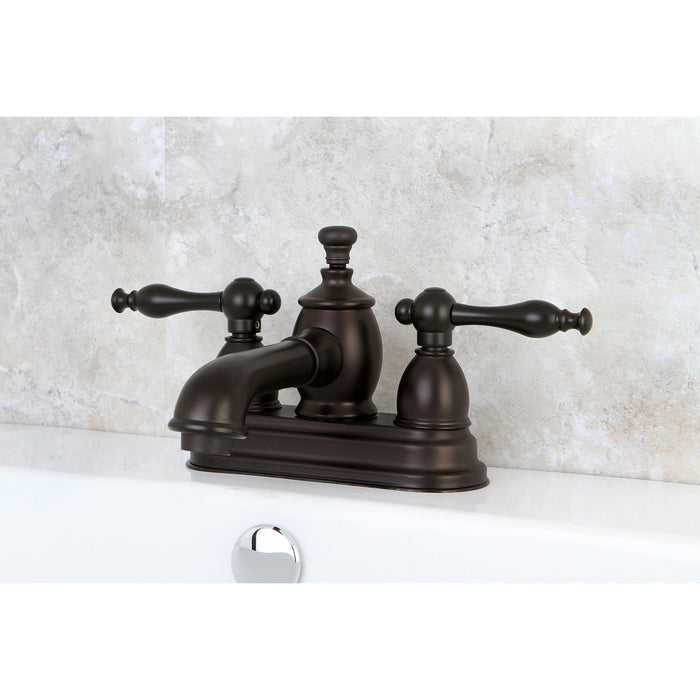 Kingston Brass KS7005NL Naples Double-Handle 4" Centerset Bathroom Faucet with Brass Pop-Up, Oil Rubbed Bronze