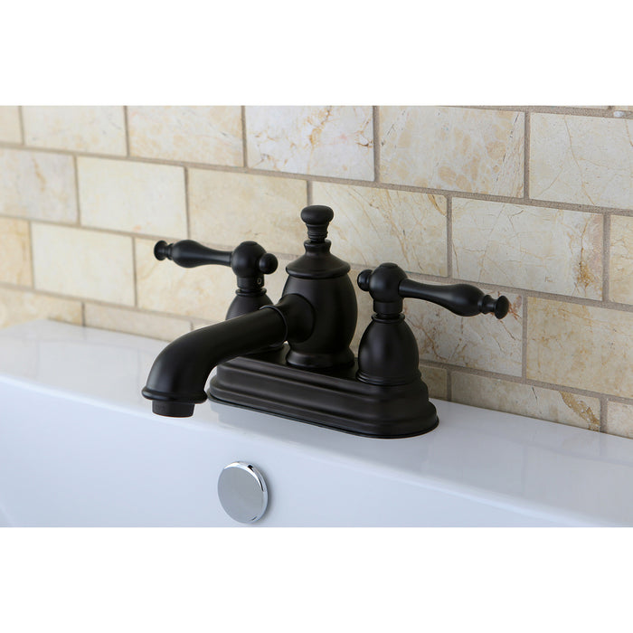 Kingston Brass KS7005NL Naples Double-Handle 4" Centerset Bathroom Faucet with Brass Pop-Up, Oil Rubbed Bronze