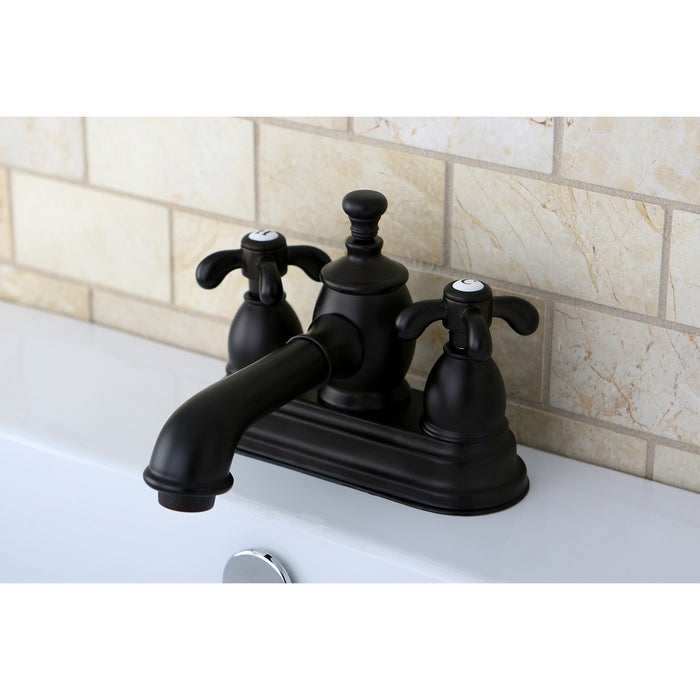 Kingston Brass KS7005TX French Country Double-Handle 4" Centerset Bathroom Faucet with Brass Pop-Up, Oil Rubbed Bronze