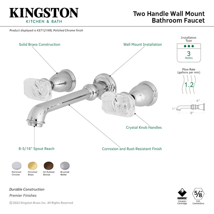 Kingston Brass KS7125KRL Krystal Onyx Double-Handle Wall Mount Bathroom Faucet, Oil Rubbed Bronze