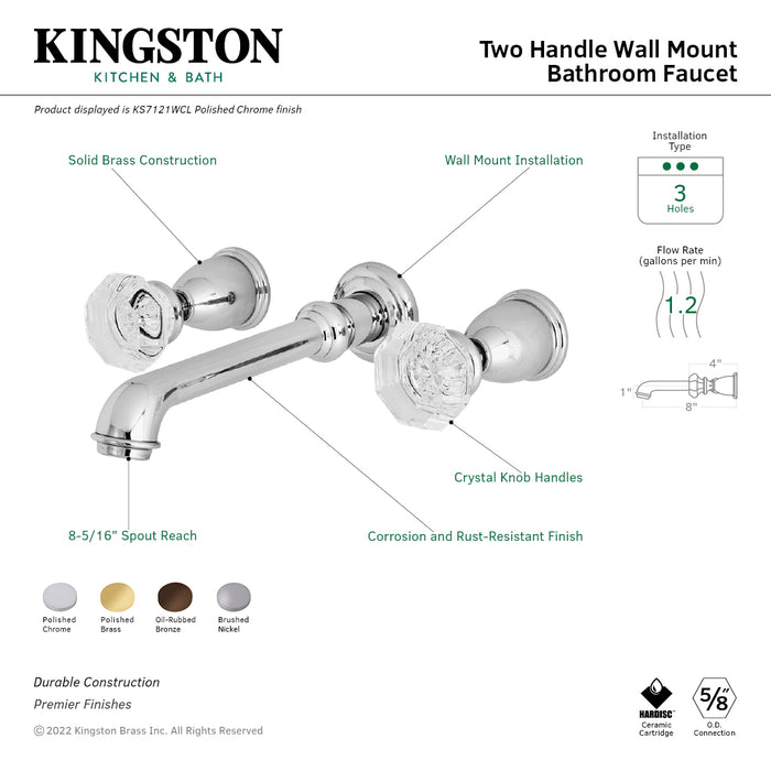 Kingston Brass KS7125WCL Celebrity Double-Handle Wall Mount Bathroom Faucet, Oil Rubbed Bronze