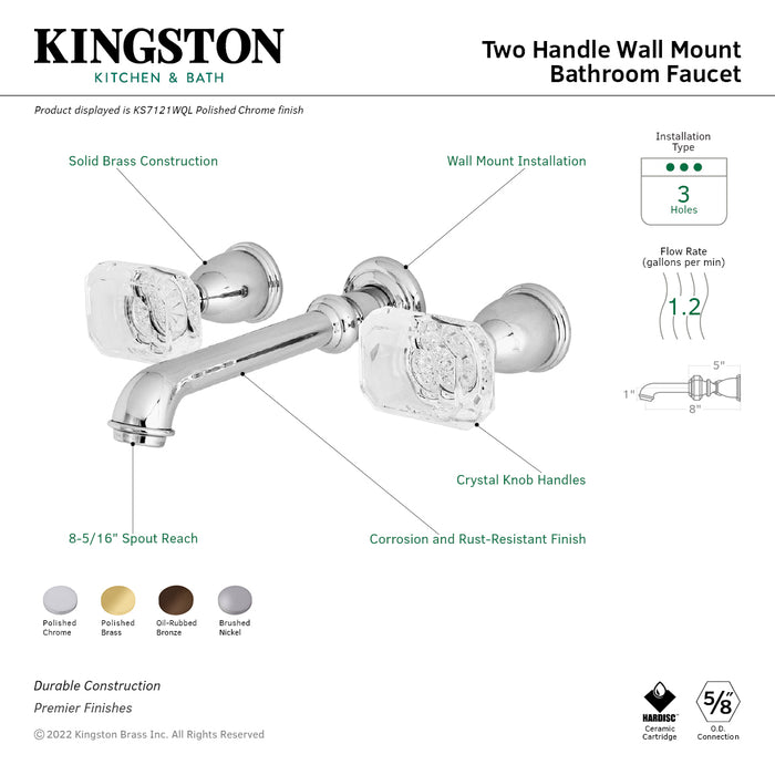 Kingston Brass KS7125WQL Krystal Onyx Double-Handle Wall Mount Bathroom Faucet, Oil Rubbed Bronze