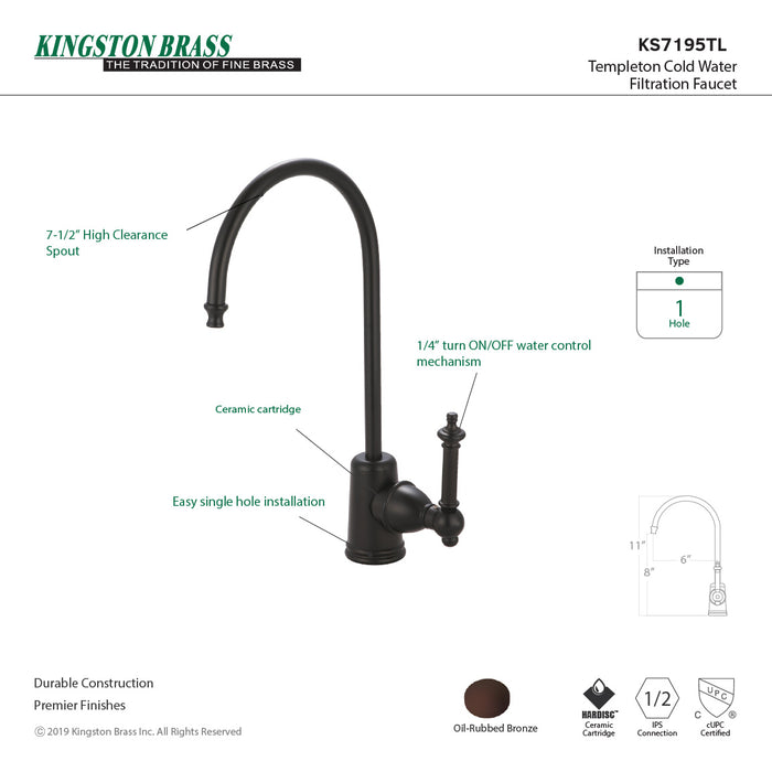 Kingston Brass KS7195TL Templeton Single-Handle Water Filtration Faucet, Oil Rubbed Bronze