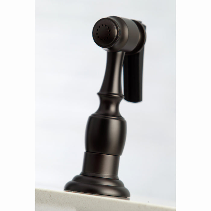 Kingston Brass KS7275ALBS English Country Bridge Kitchen Faucet with Brass Side Sprayer, Oil Rubbed Bronze