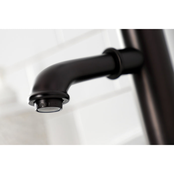 Kingston Brass KS7415BL Paris One-Handle Single-Hole Bathroom Faucet with Deck Plate and Brass Pop-Up Drain, Oil Rubbed Bronze