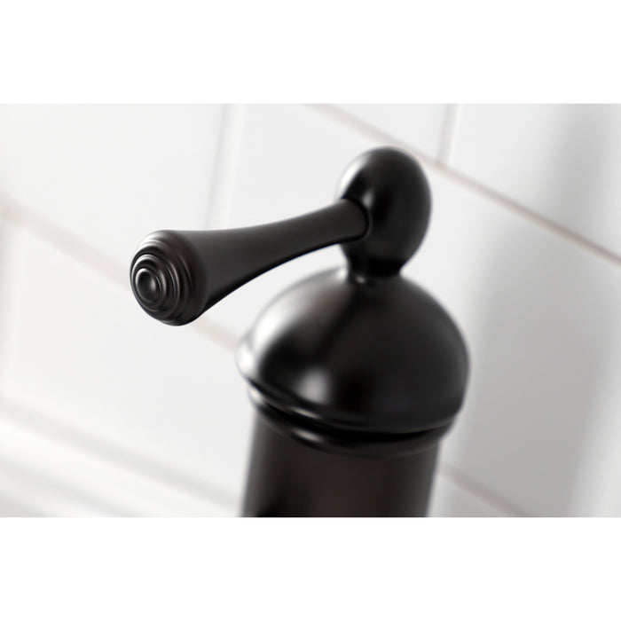 Kingston Brass KS7415BL Paris One-Handle Single-Hole Bathroom Faucet with Deck Plate and Brass Pop-Up Drain, Oil Rubbed Bronze