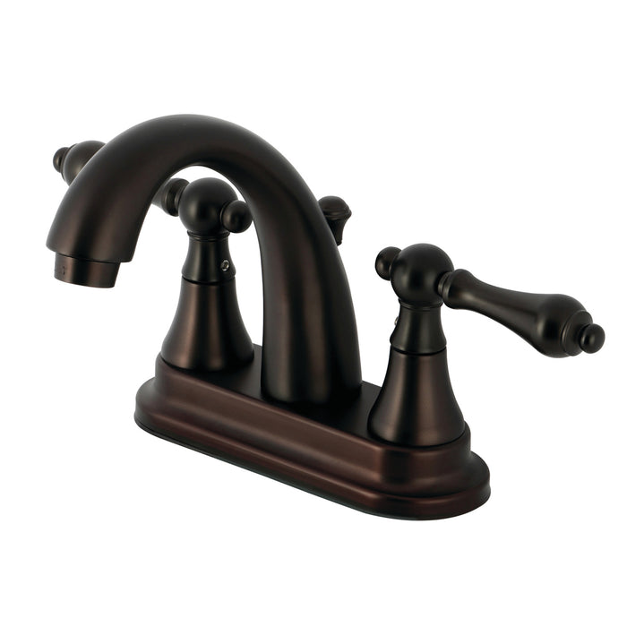 Kingston Brass KS7615AL English Vintage Double-Handle 4" Centerset Bathroom Faucet with Brass Pop-Up, Oil Rubbed Bronze