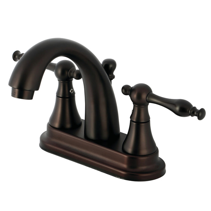 Kingston Brass KS7615NL Normandy Double-Handle 4" Centerset Bathroom Faucet with Brass Pop-Up, Oil Rubbed Bronze