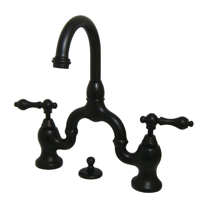 Kingston Brass KS7995AL English Country Bridge Bathroom Faucet with Brass Pop-Up, Oil Rubbed Bronze