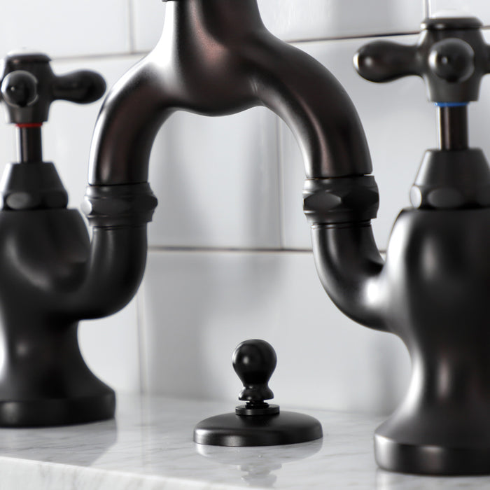 Kingston Brass KS7995AX English Country Bridge Bathroom Faucet with Brass Pop-Up, Oil Rubbed Bronze