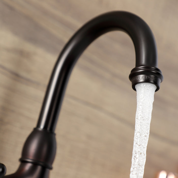 Kingston Brass KS7995TAL Tudor Bridge Bathroom Faucet with Brass Pop-Up, Oil Rubbed Bronze