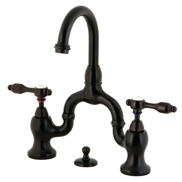 Kingston Brass KS7995TAL Tudor Bridge Bathroom Faucet with Brass Pop-Up, Oil Rubbed Bronze