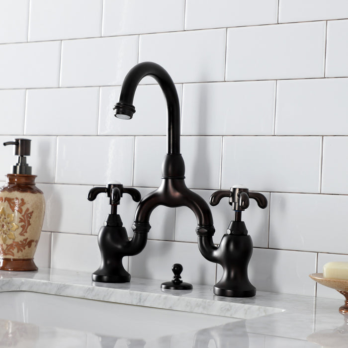 Kingston Brass KS7995TX French Country Bridge Bathroom Faucet with Brass Pop-Up, Oil Rubbed Bronze
