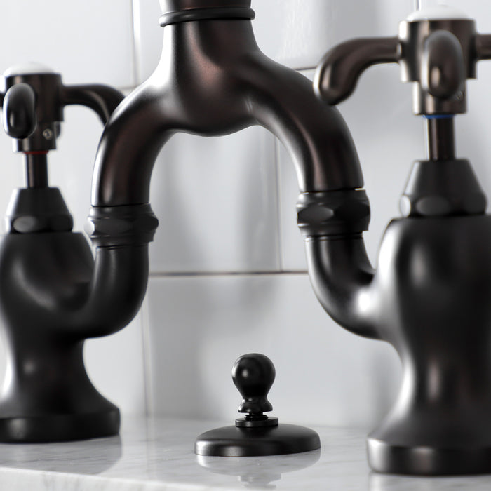 Kingston Brass KS7995TX French Country Bridge Bathroom Faucet with Brass Pop-Up, Oil Rubbed Bronze