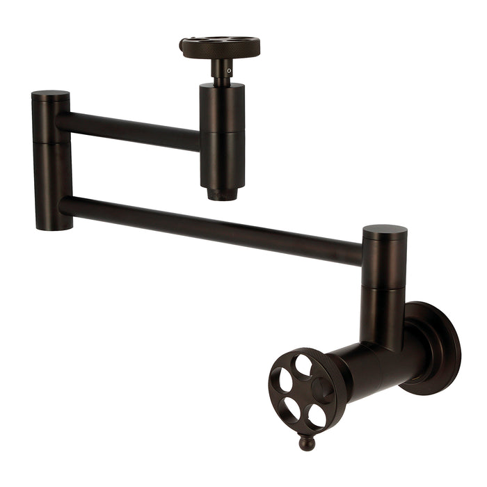 Kingston Brass KS8105RKZ Wendell Wall Mount Pot Filler with Knurled Handle, Oil Rubbed Bronze
