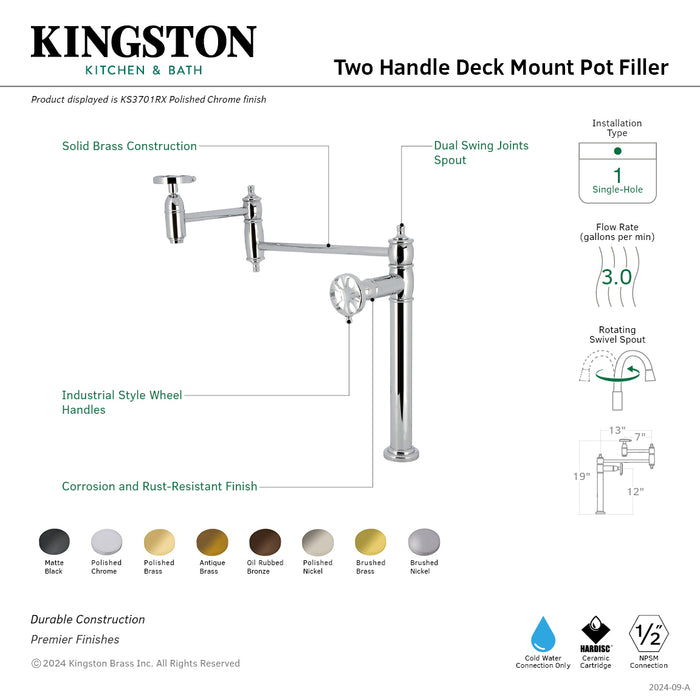 Kingston Brass KS8105RX Belknap Wall Mount Pot Filler Faucet, Oil Rubbed Bronze