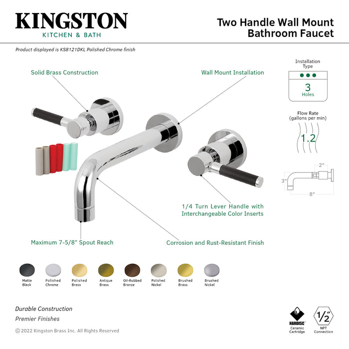 Kingston Brass KS8125DKL Kaiser Double-Handle Wall Mount Bathroom Faucet, Oil Rubbed Bronze