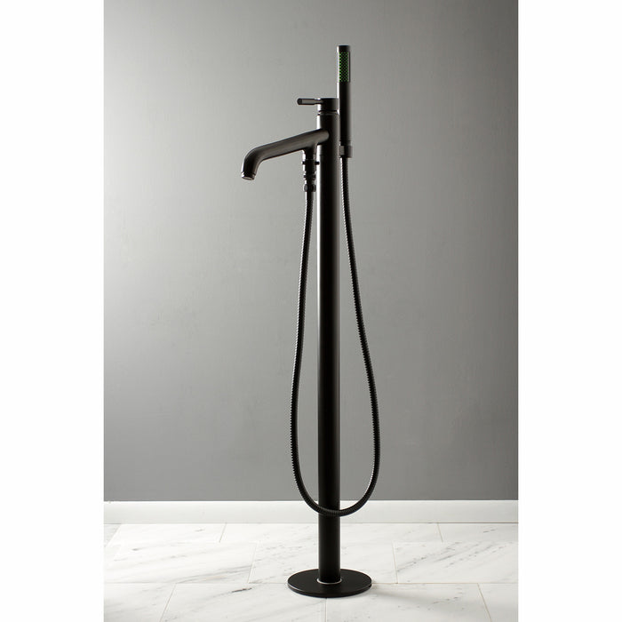 Kingston Brass KS8130DL Concord Freestanding Tub Faucet with Hand Shower, Matte Black