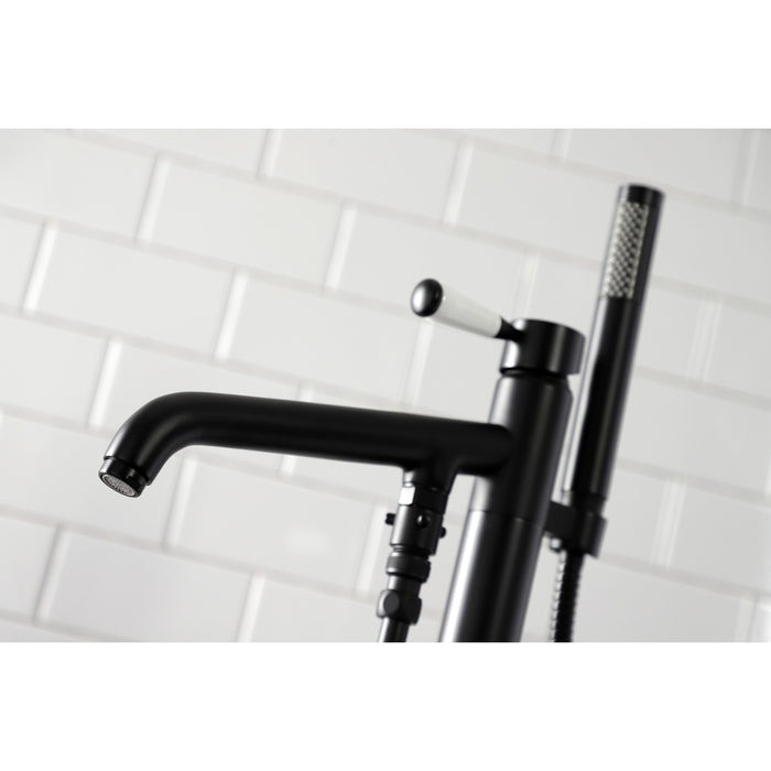 Kingston Brass KS8130DPL Paris Freestanding Tub Faucet with Hand Shower, Matte Black