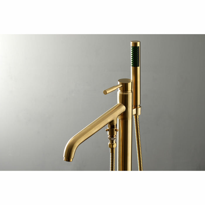 Kingston Brass KS8137DL Concord Freestanding Tub Faucet with Hand Shower, Brushed Brass