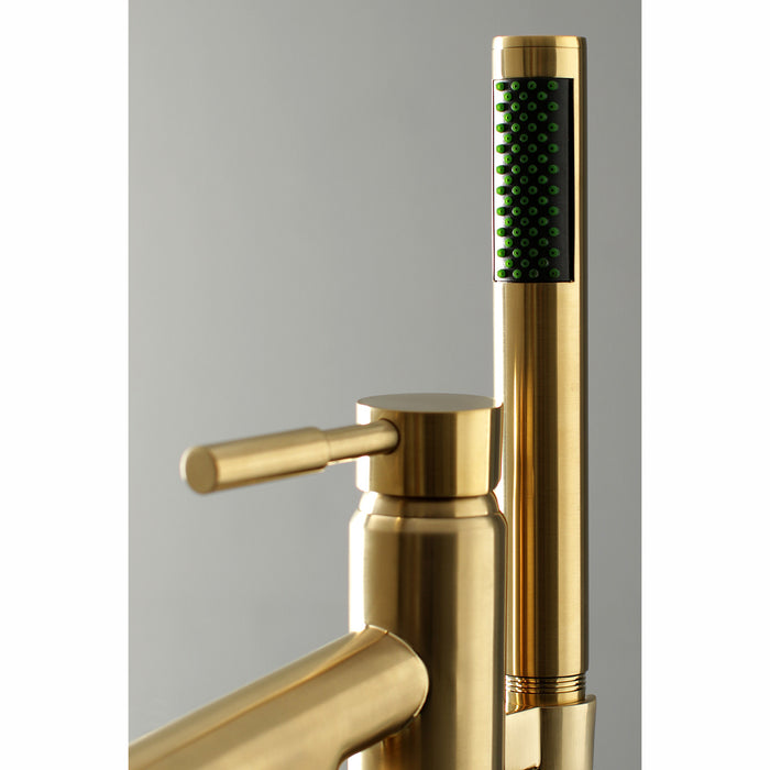 Kingston Brass KS8137DL Concord Freestanding Tub Faucet with Hand Shower, Brushed Brass