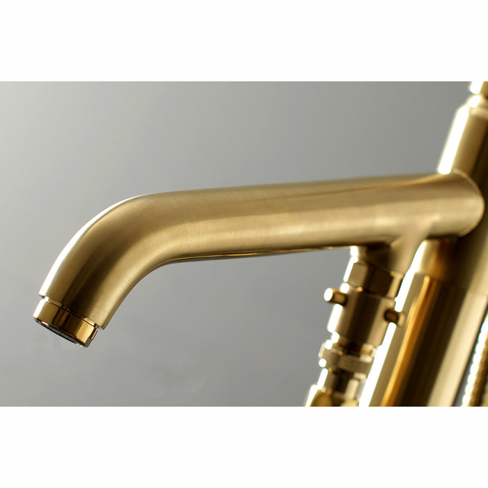 Kingston Brass KS8137DL Concord Freestanding Tub Faucet with Hand Shower, Brushed Brass