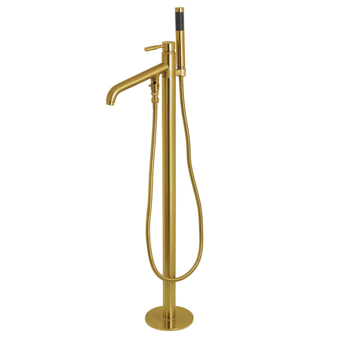 Kingston Brass KS8137DL Concord Freestanding Tub Faucet with Hand Shower, Brushed Brass