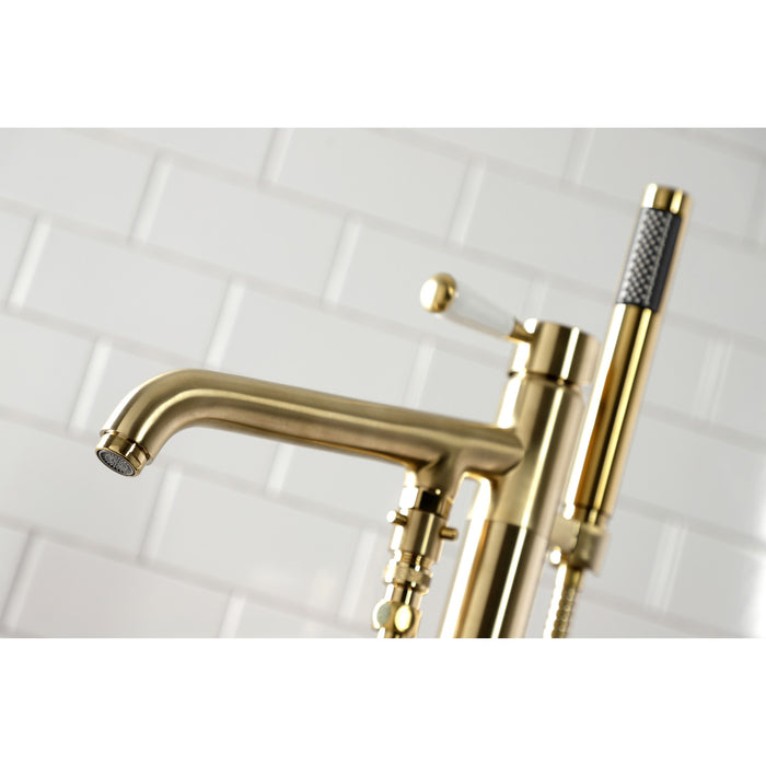 Kingston Brass KS8137DPL Paris Freestanding Tub Faucet with Hand Shower, Brushed Brass