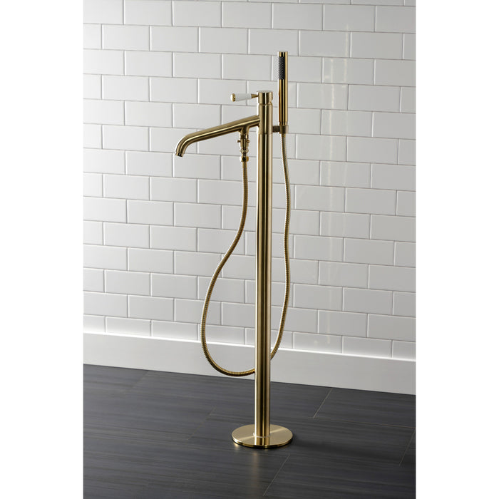 Kingston Brass KS8137DPL Paris Freestanding Tub Faucet with Hand Shower, Brushed Brass