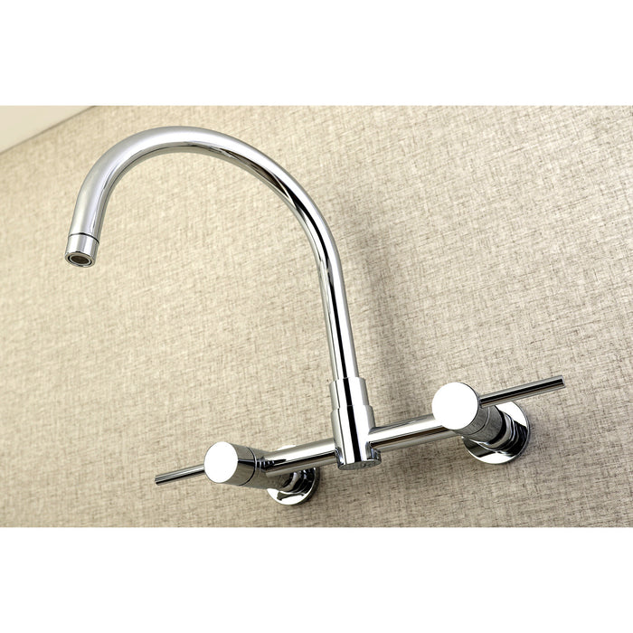 Kingston Brass KS8171DL Concord Double-Handle Wall-Mount Bridge Kitchen Faucet, Polished Chrome