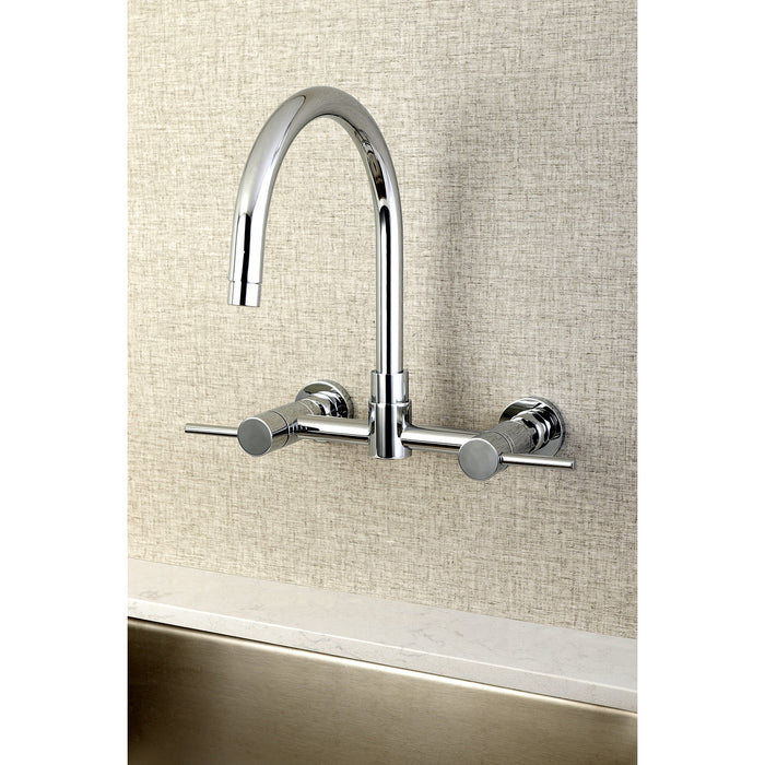 Kingston Brass KS8171DL Concord Double-Handle Wall-Mount Bridge Kitchen Faucet, Polished Chrome