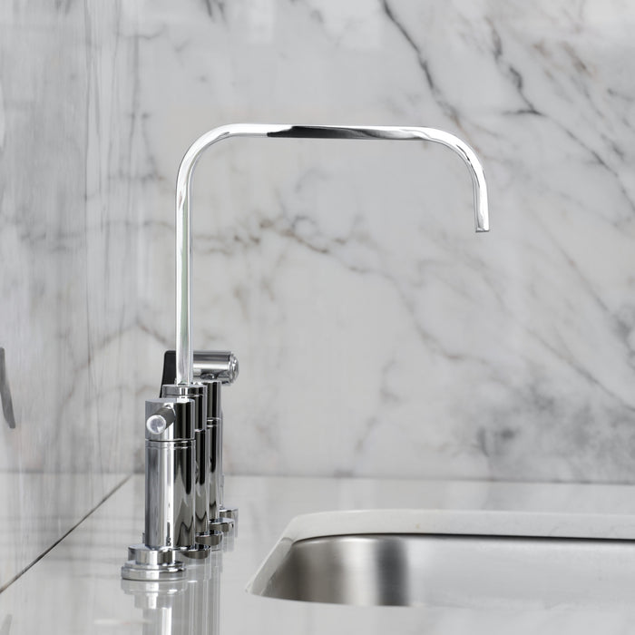 Kingston Brass KS8251DKLBS Kaiser Bridge Kitchen Faucet with Brass Side Sprayer, Polished Chrome