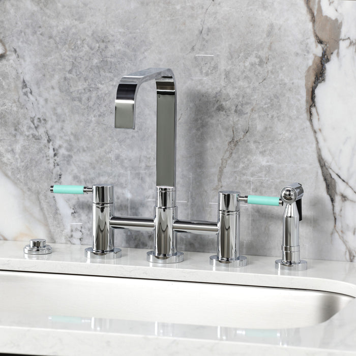 Kingston Brass KS8251DKLBS Kaiser Bridge Kitchen Faucet with Brass Side Sprayer, Polished Chrome