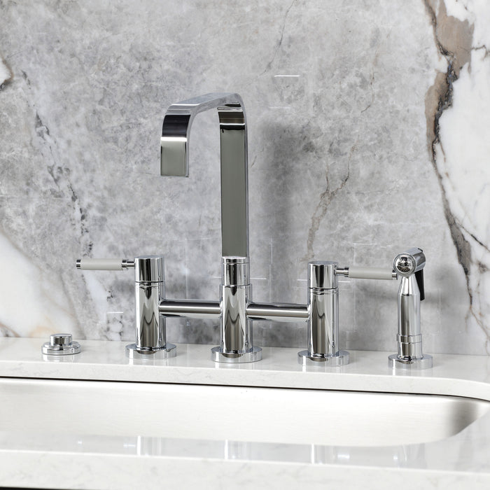 Kingston Brass KS8251DKLBS Kaiser Bridge Kitchen Faucet with Brass Side Sprayer, Polished Chrome