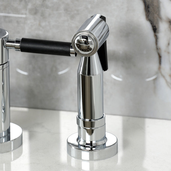 Kingston Brass KS8251DKLBS Kaiser Bridge Kitchen Faucet with Brass Side Sprayer, Polished Chrome