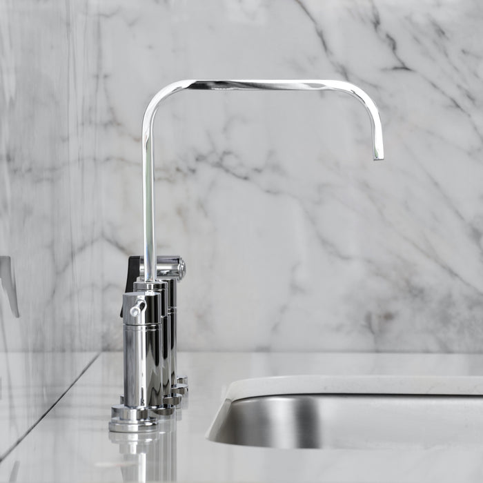 Kingston Brass KS8251DLBS Concord Bridge Kitchen Faucet with Brass Side Sprayer, Polished Chrome