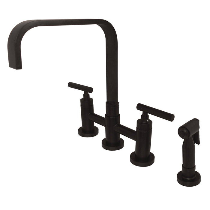 Kingston Brass KS8255CMLBS Manhattan Bridge Kitchen Faucet with Brass Side Sprayer, Oil Rubbed Bronze