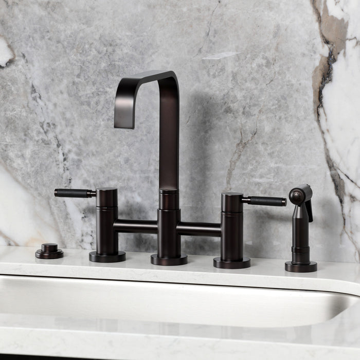 Kingston Brass KS8255DKLBS Kaiser Bridge Kitchen Faucet with Brass Side Sprayer, Oil Rubbed Bronze