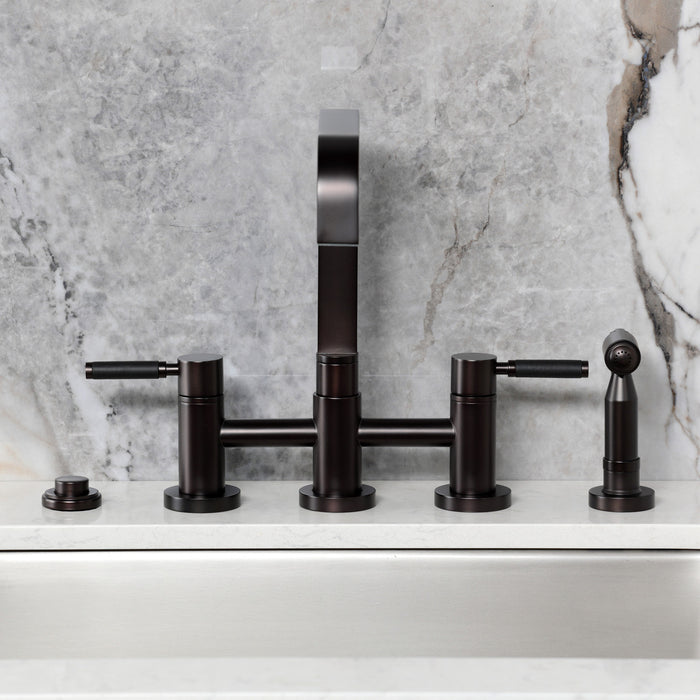 Kingston Brass KS8255DKLBS Kaiser Bridge Kitchen Faucet with Brass Side Sprayer, Oil Rubbed Bronze