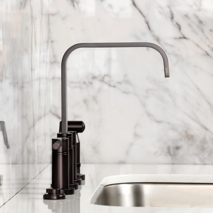 Kingston Brass KS8255DKLBS Kaiser Bridge Kitchen Faucet with Brass Side Sprayer, Oil Rubbed Bronze