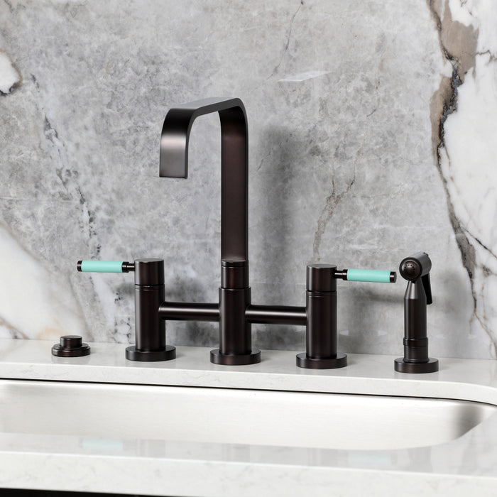 Kingston Brass KS8255DKLBS Kaiser Bridge Kitchen Faucet with Brass Side Sprayer, Oil Rubbed Bronze
